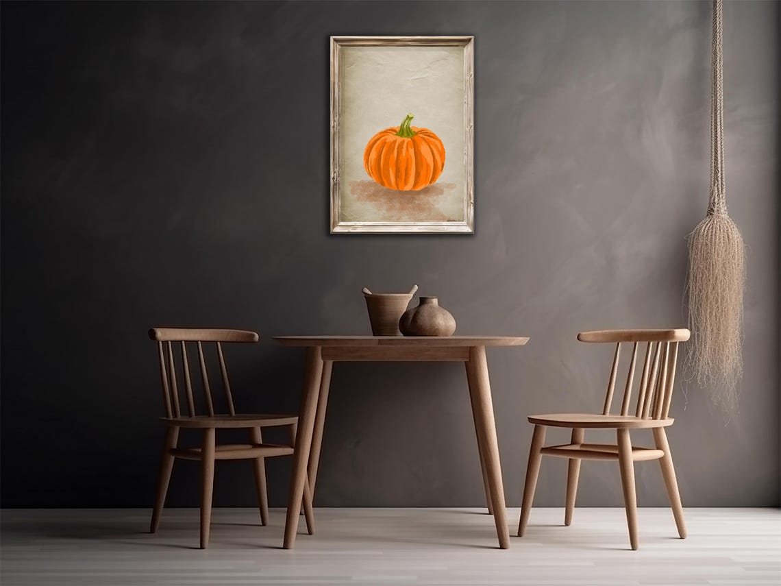 Autumn Harvest Orange Pumpkin Illustration Fall Home Wall Art Print - Image 5