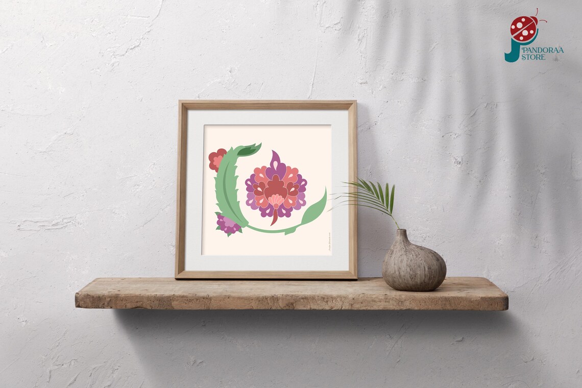 Elegant Floral Wall Art I Pink And Green Flower Poster I Living Room Gift Jpg Home Decor Print I Square Flower Home Gift - Image 5