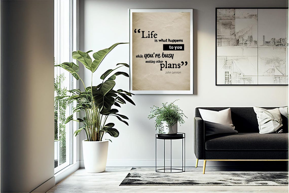Life Happens John Lennon Quote Typography Inspirational Wall Poster - Image 2