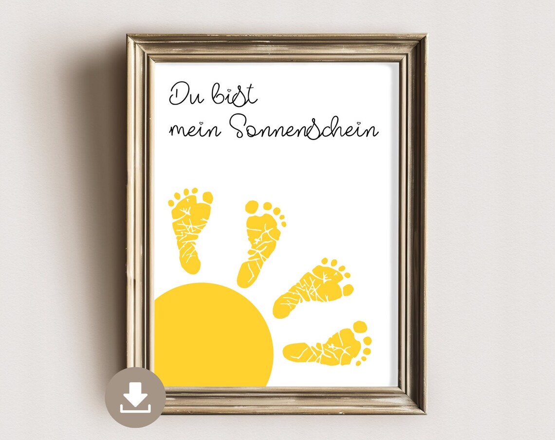 You Are My Sunshine Footprint Sun Baby Keepsake Nursery Art Poster
