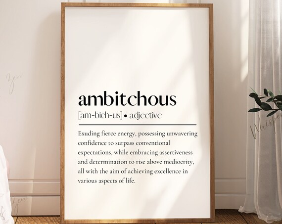 Ambitchous Wall Art Poster Inspirational Positive Affirmations Definition Print Mental Health