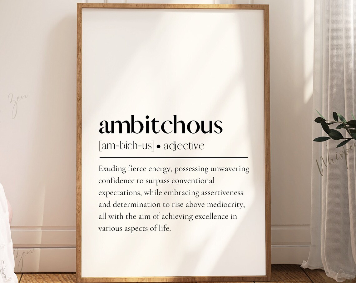 Ambitchous Wall Art Poster Inspirational Positive Affirmations Definition Print Mental Health