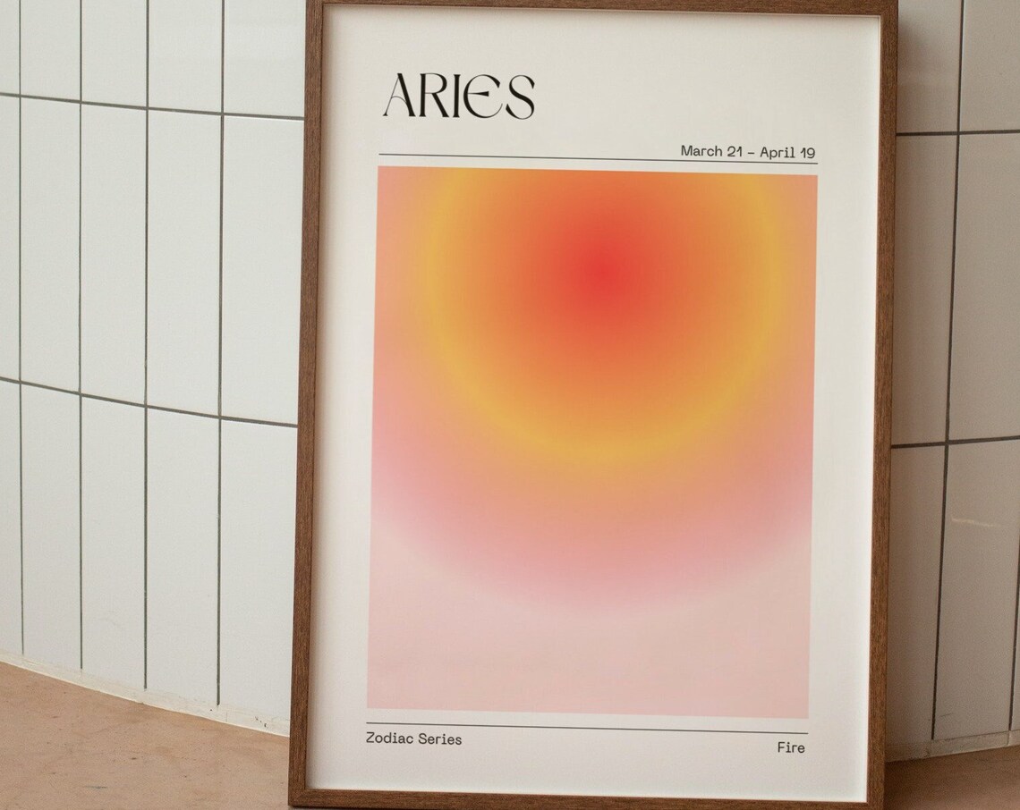Aries Zodiac Aura Gradient Art Print, Astrology