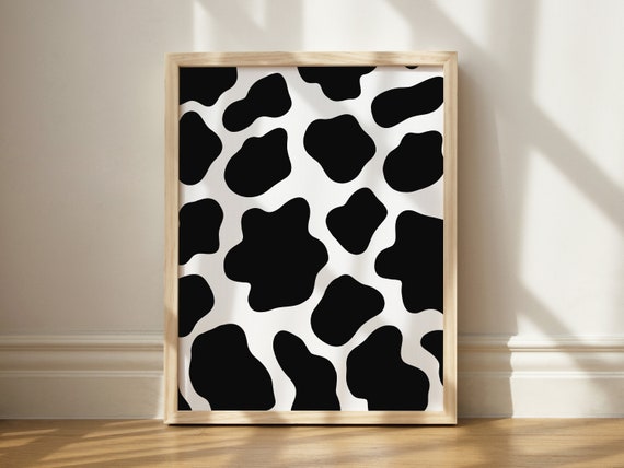 Cow Print Art Cowboy Wall Wild West Unique Decor Y2k Dorm Nursery