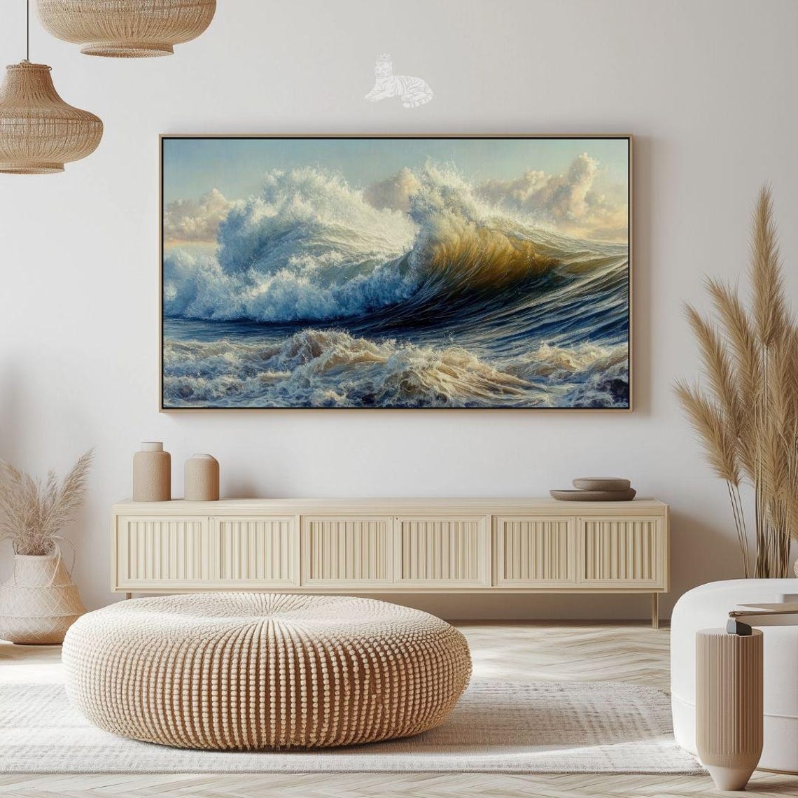Frame Tv Art Frame Tv Art Vintage Pastel Costal Oil Painting Moody Ocean Summer Sea Art For Frame - Image 2
