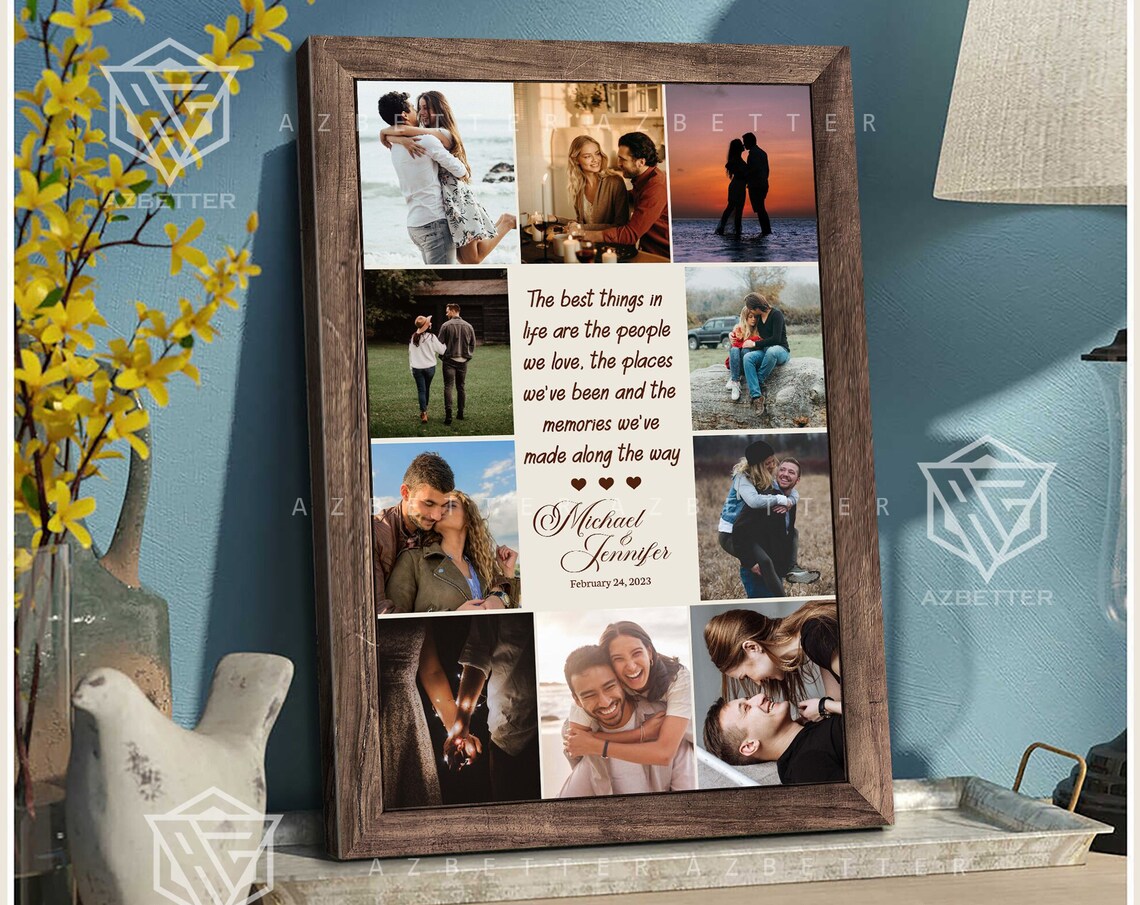 The Best Things In Life Couple Photo Collage Anniversary Love Poster