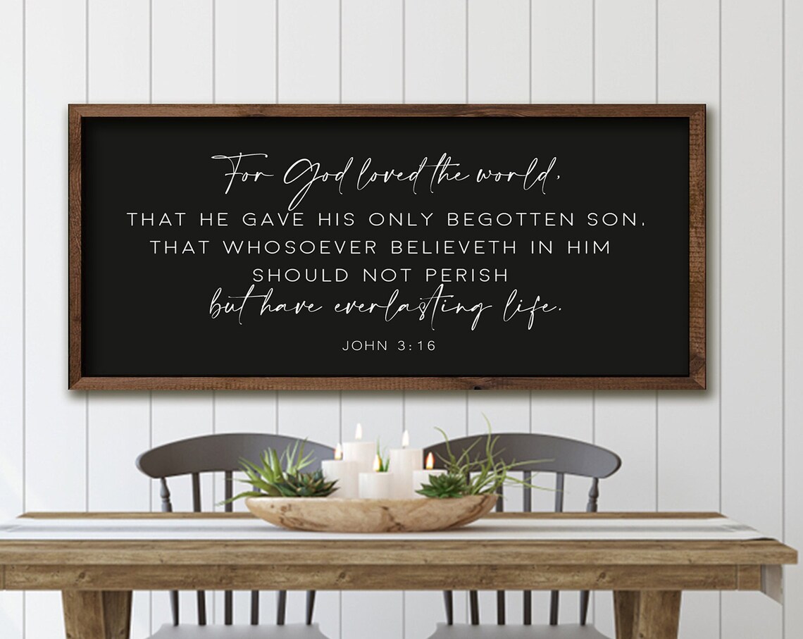 John 3:16 Scripture Wood Sign, Bible Verse Art Print