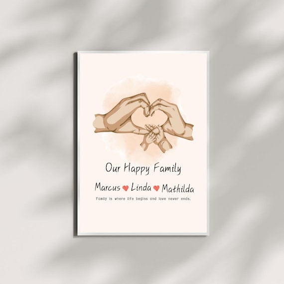 Family Hands Print, Personalized New Parents Gift