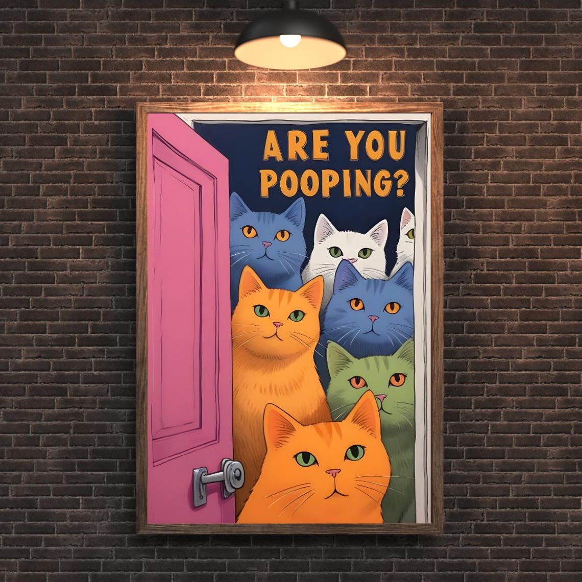 Are You Pooping? Funny Cat Bathroom Art Poster - Image 4