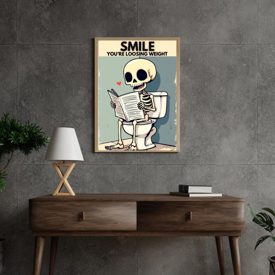 Funny Skeleton Bathroom Wall Art, Humorous Decor - Image 2
