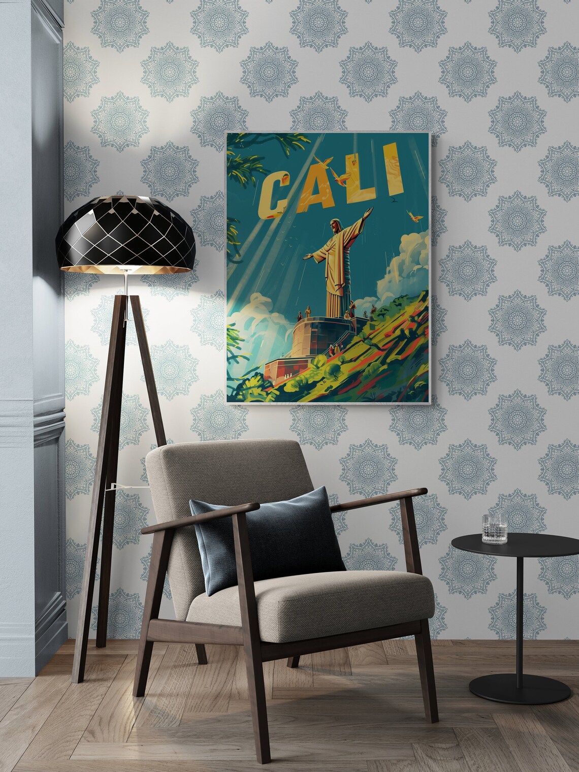 Cali Christ Statue Hilltop Colombia Andean Vista City Poster Art - Image 3