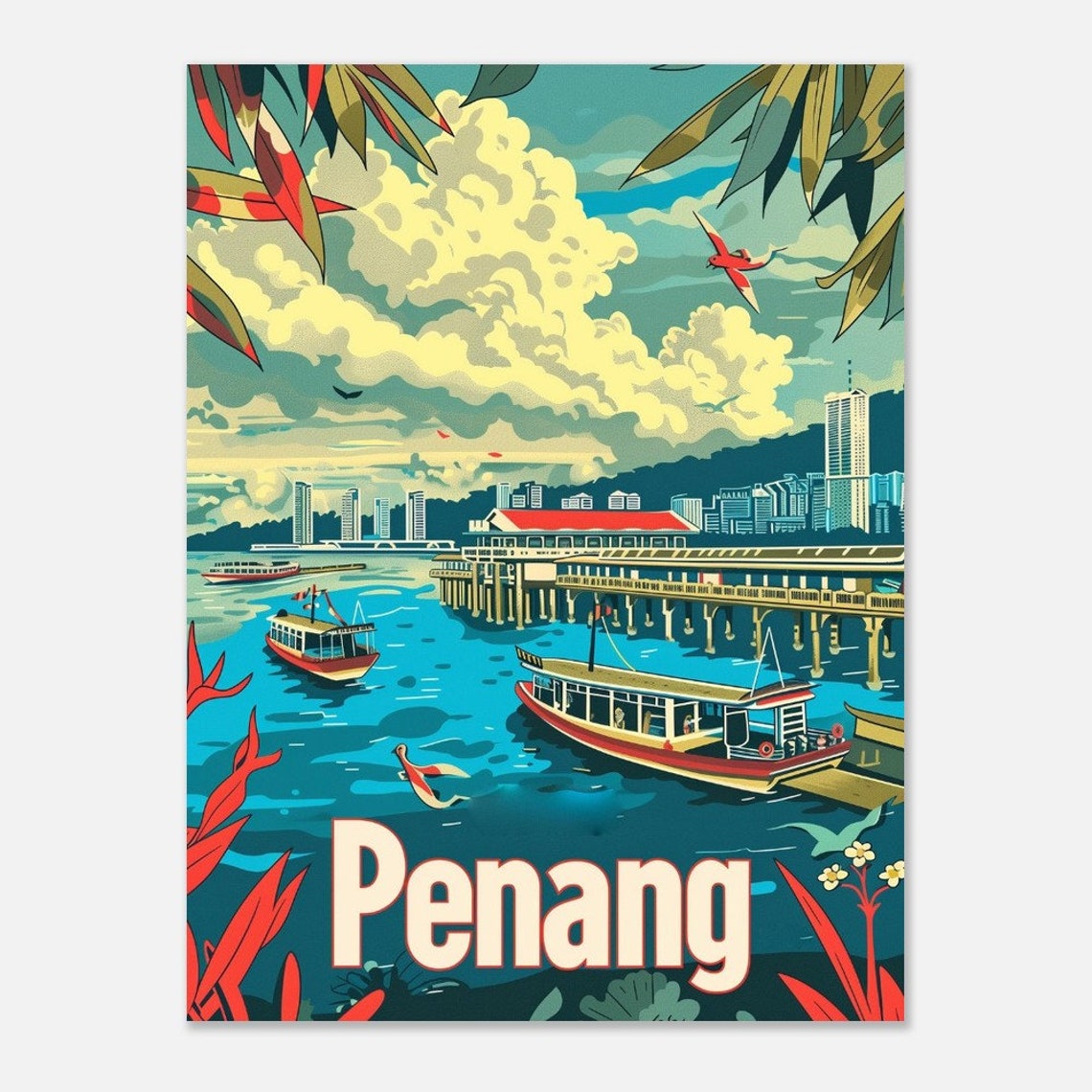 Penang Vintage Poster Vibrant Classic Wall Art Decor For Living Room Travel Enthusiast Gift - Image 2