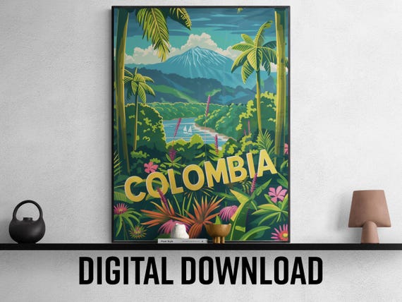 Colombia Travel Poster Colorful Wall Art For Travel Lovers Gift Idea