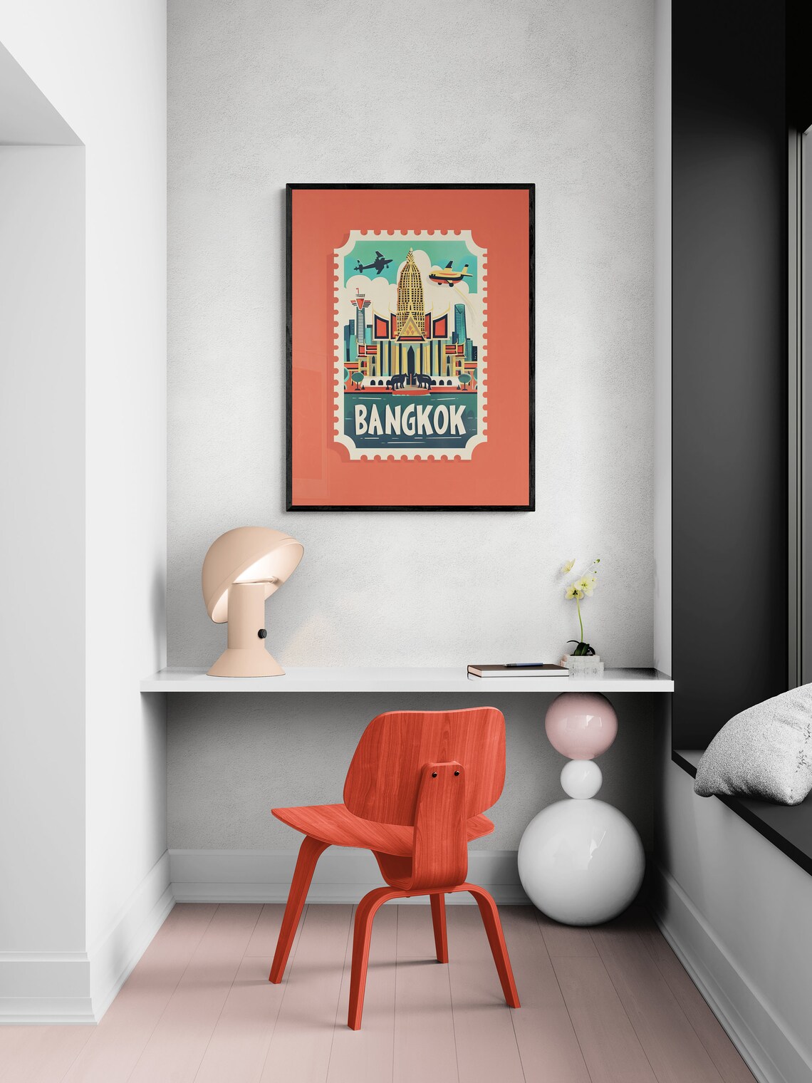 Bangkok Thailand Grand Palace Elephants Stamp Art Travel Poster - Image 5