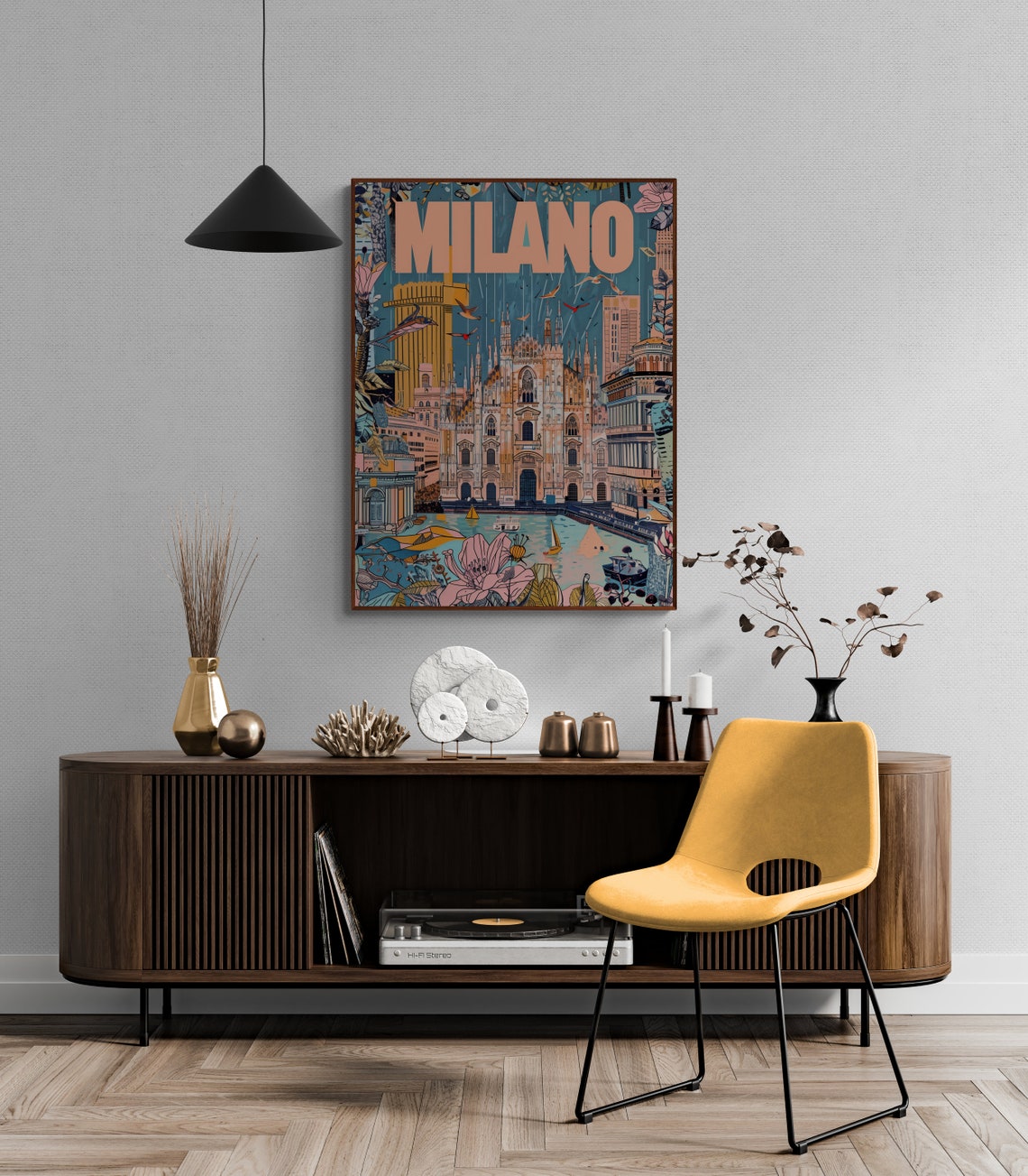 Milano Milan Cathedral Flowers Birds Boats Collage Travel Poster - Image 4