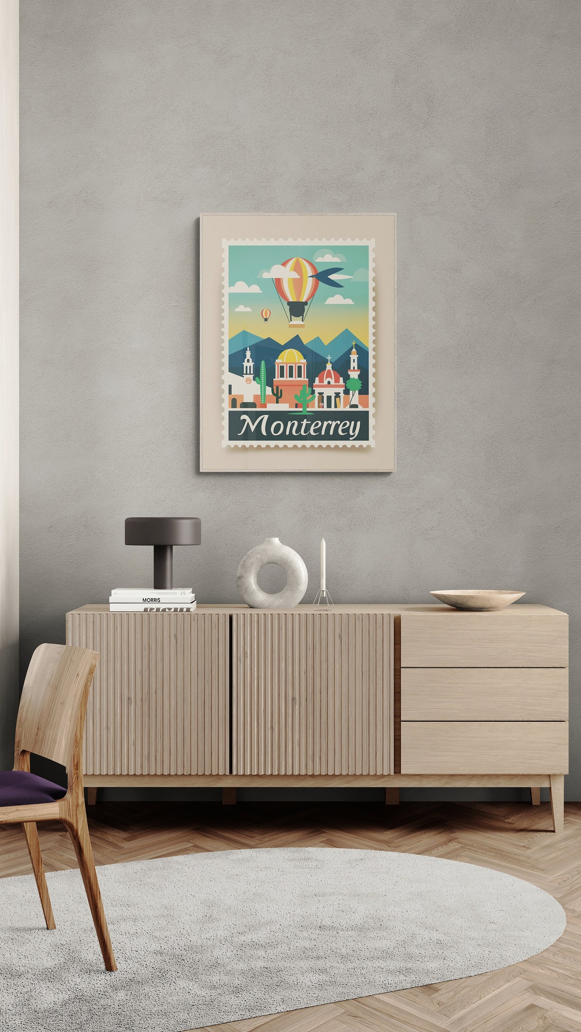 Monterrey Mexico Vintage Postage Stamp City Skyline Travel Poster - Image 3