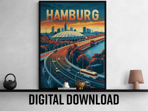 Hamburg Travel Poster Colorful Artistic Wall Decor For Living Room Travel Enthusiast Gift