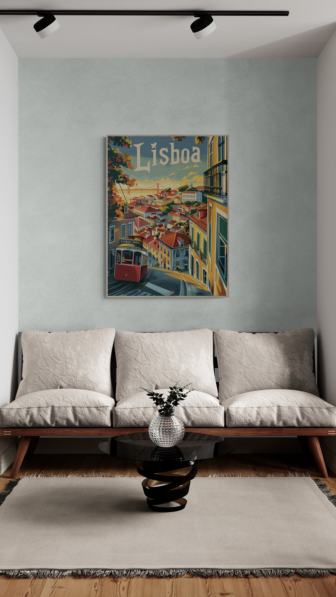 Lisboa Alfama Tram Hillside Bridge City View Vintage Travel Poster - Image 5