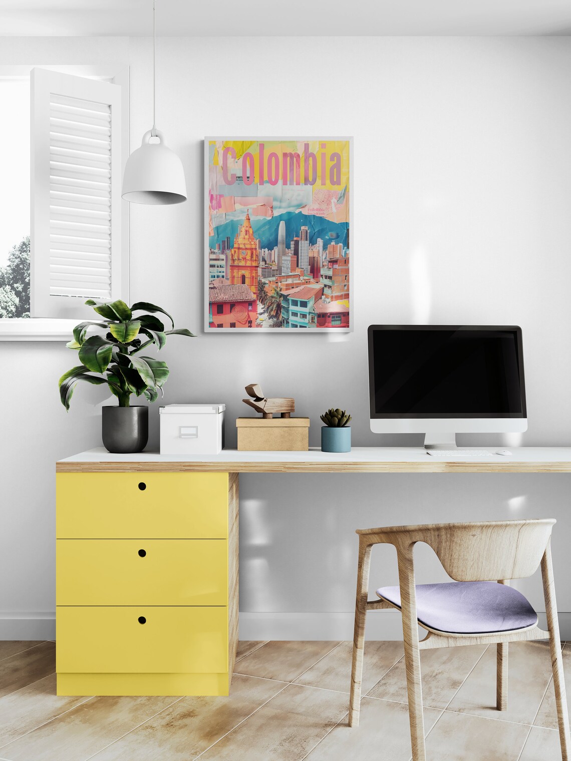 Colombia Colonial Church Mountain Skyline Collage Travel Poster - Image 4