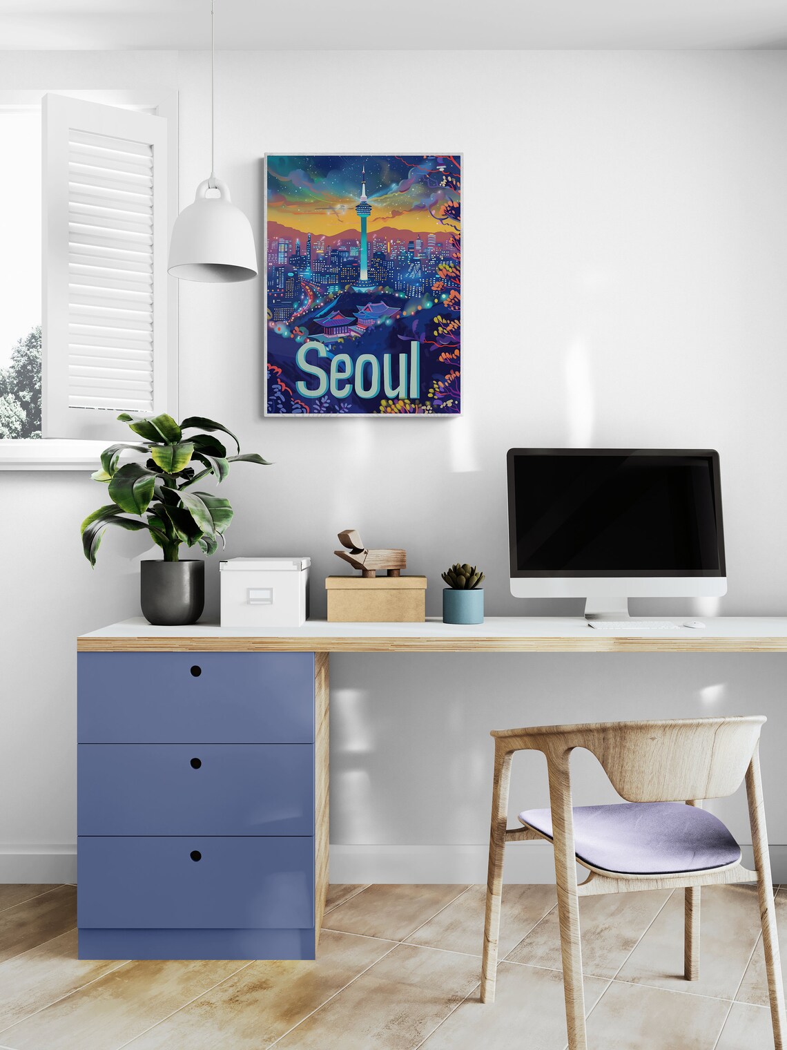Seoul N Seoul Tower Night City Lights South Korea Travel Poster - Image 5
