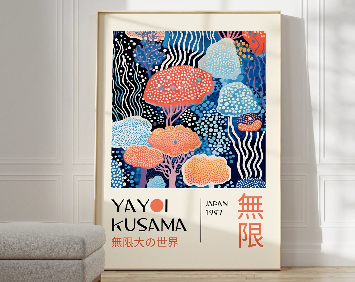 Yayoi Kusama Infinite World Coral Reef Dotted Ocean Art Poster