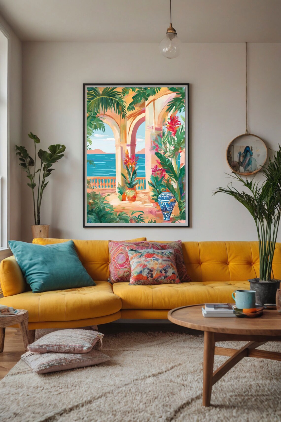 Colorful Tropical Mediterranean Balcony Art Print - Image 2
