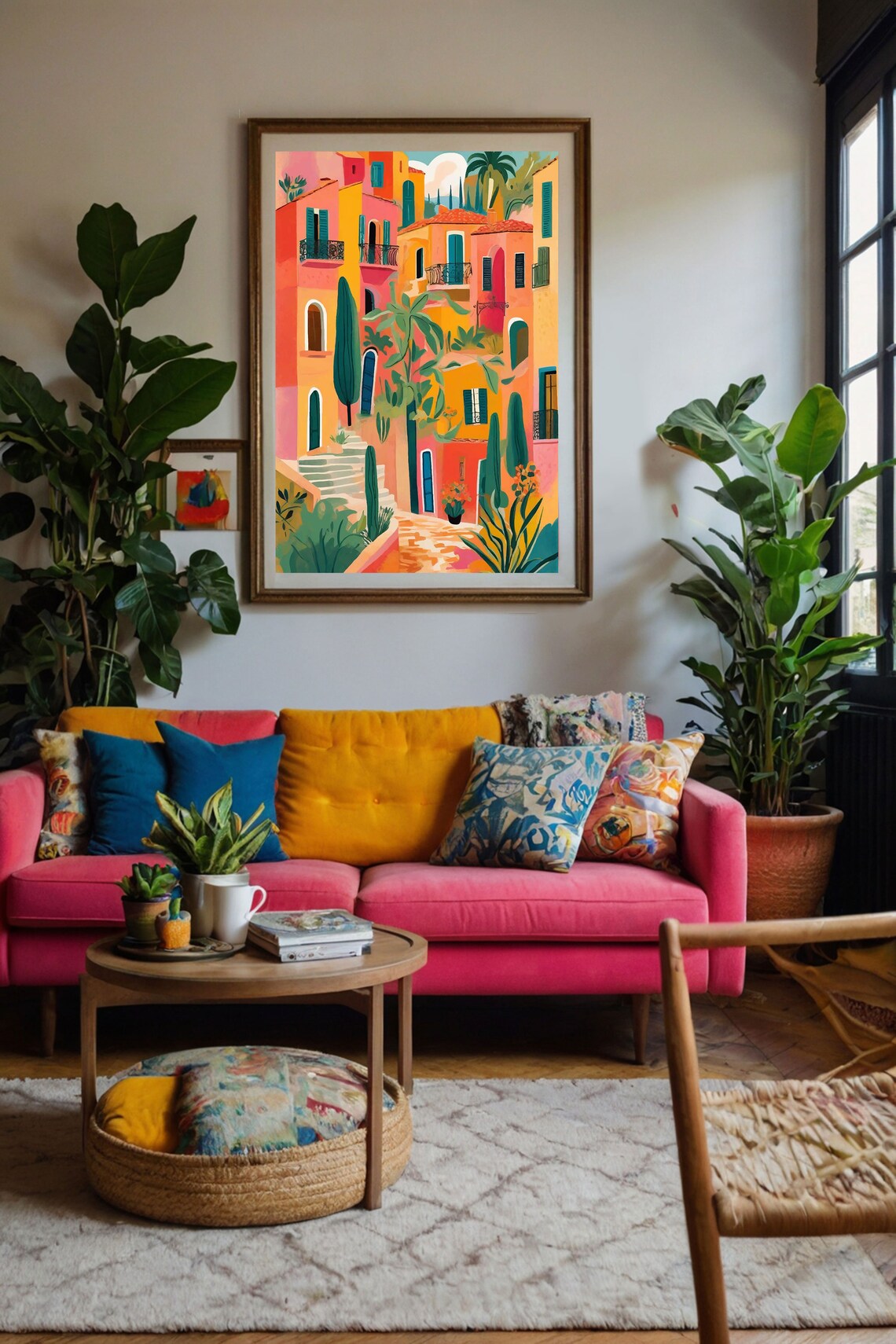 Colorful Buildings Travel Poster, City Street Illustration - Image 2