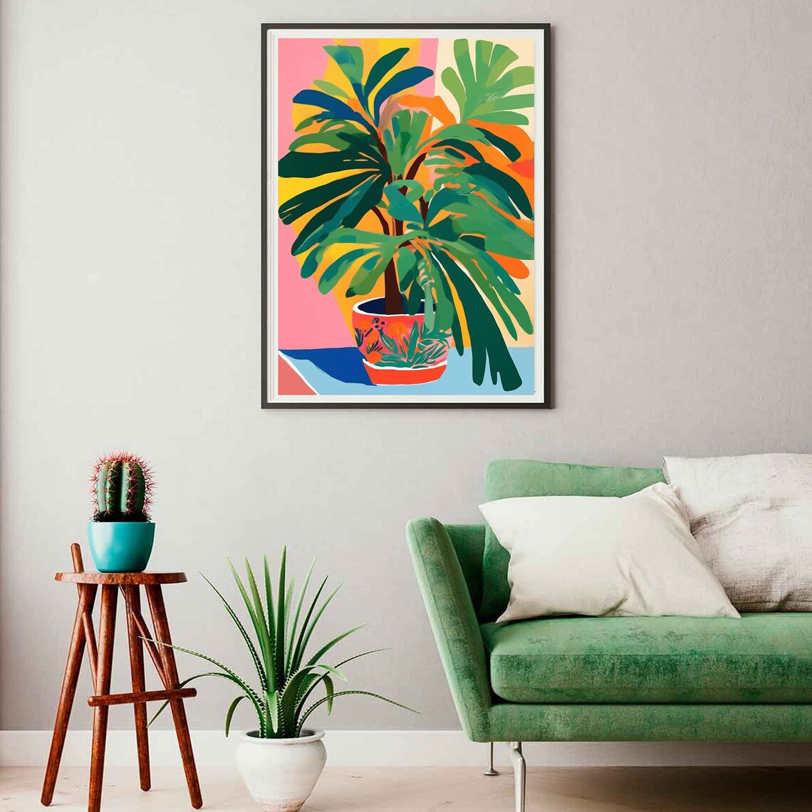 Tropical Plant Gouache Art Print, Bold Color Study - Image 2