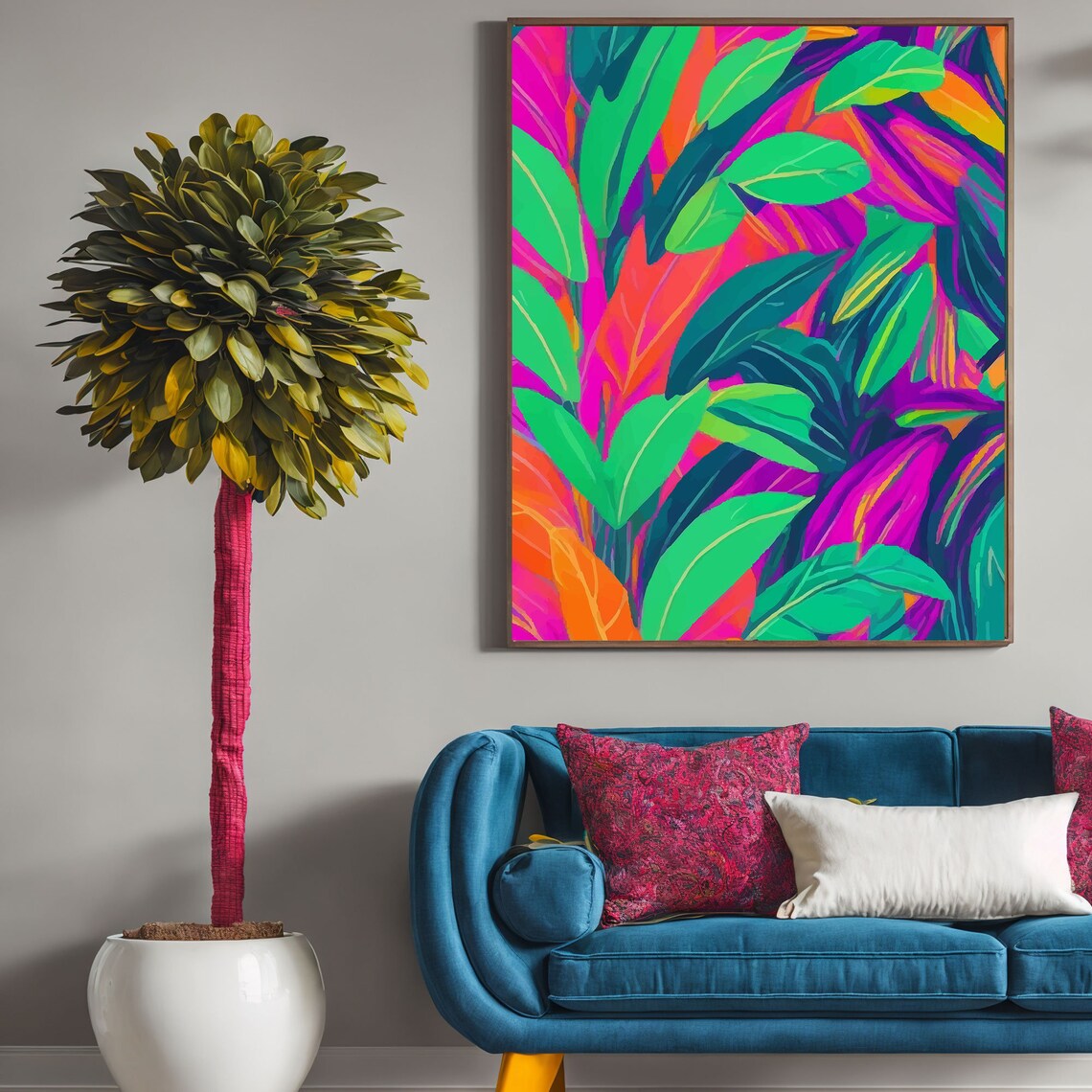 Colorful Botanical Abstract Leaves Art Print - Image 4