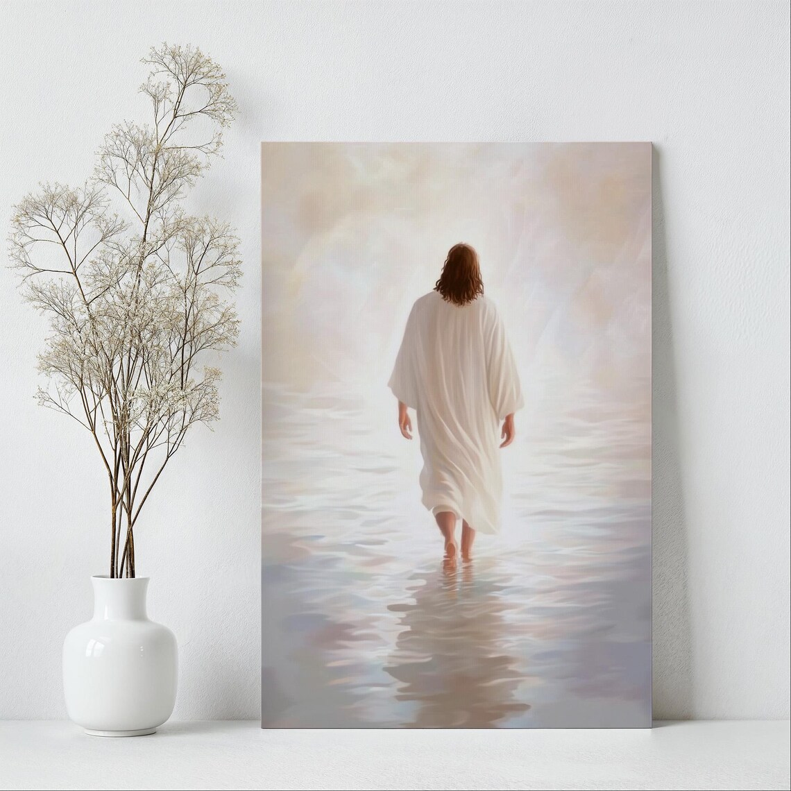 Jesus Walking On Glassy Water Into Pure White Heavenly Glow Poster - Image 6