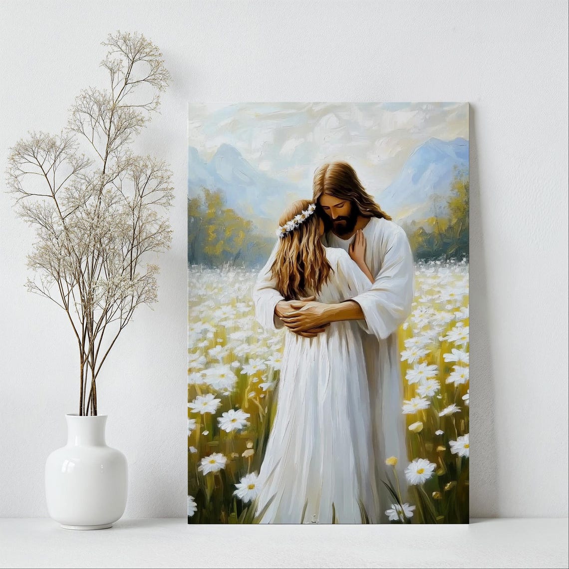 Woman Healed Wall Art Jesus Hugging Woman Print Hem Of Robe Artwork Modern Christian Art Jesus Art Bible Story Art Print - Image 6