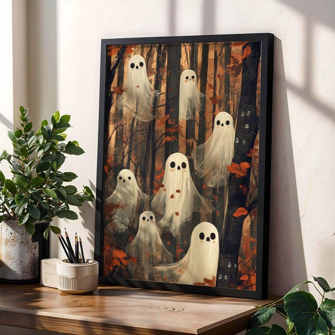 Haunted Forest Print Spooky Halloween Wall Art A4 Jpg Pdf