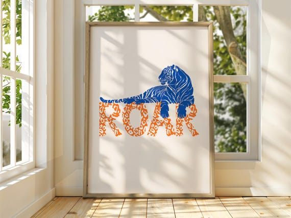 Roar Tiger Poster Wall Art Animal Illustration Bright Home Decor Print Typography