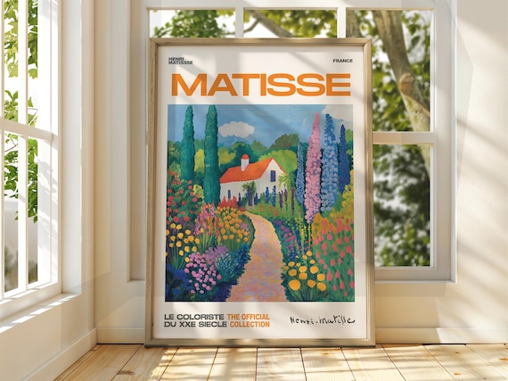 Bright Henri Matisse Style Floral Path Cottage Garden Art Poster