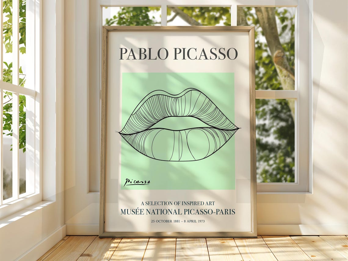 Pablo Picasso Lips Line Drawing Exhibition Art Gallery Poster