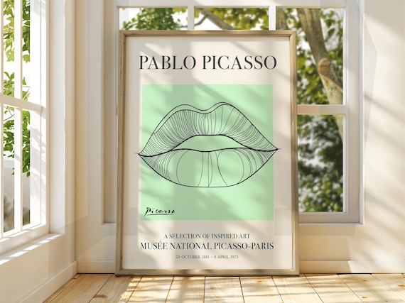 Pablo Picasso Lips Line Drawing Exhibition Art Gallery Poster
