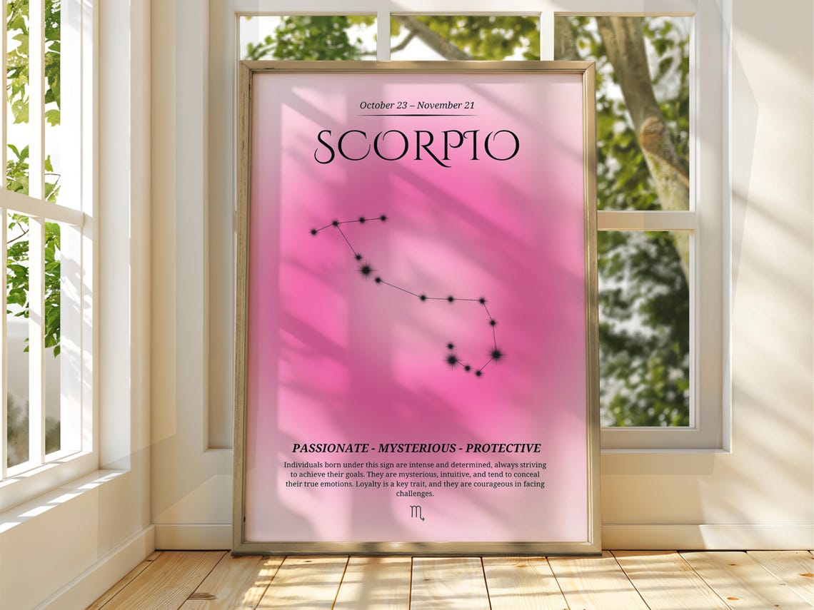 Scorpio Zodiac Constellation Pink Ombre Astrology Gift Poster