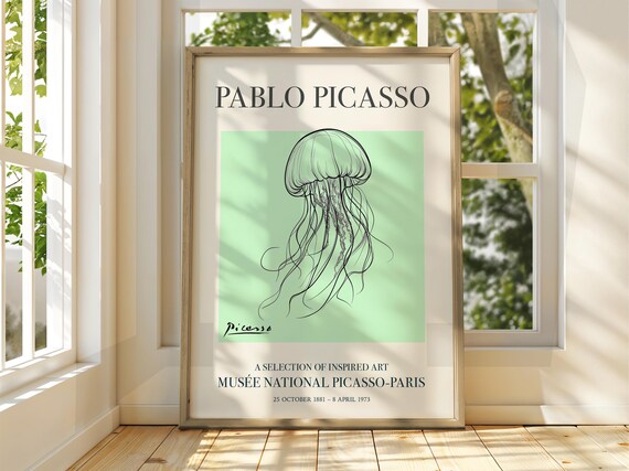 Pablo Picasso Jellyfish Line Drawing Exhibition Art Gallery Poster