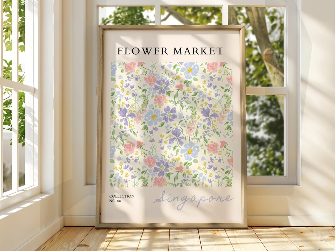 Flower Market Singapore Pastel Wildflower Exhibition Art Poster