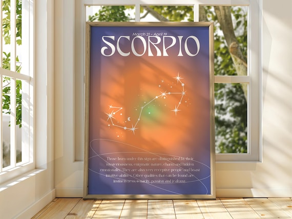 Scorpio Poster Star Sign Wall Art Astrology Spiritual Zodiac Gift For