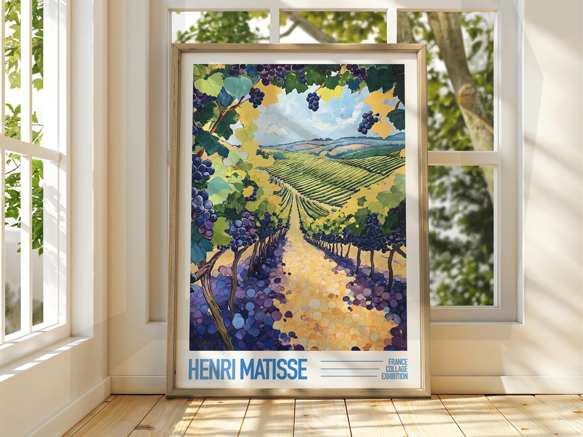 Henri Matisse Style French Vineyard Grape Harvest Exhibition Poster Art