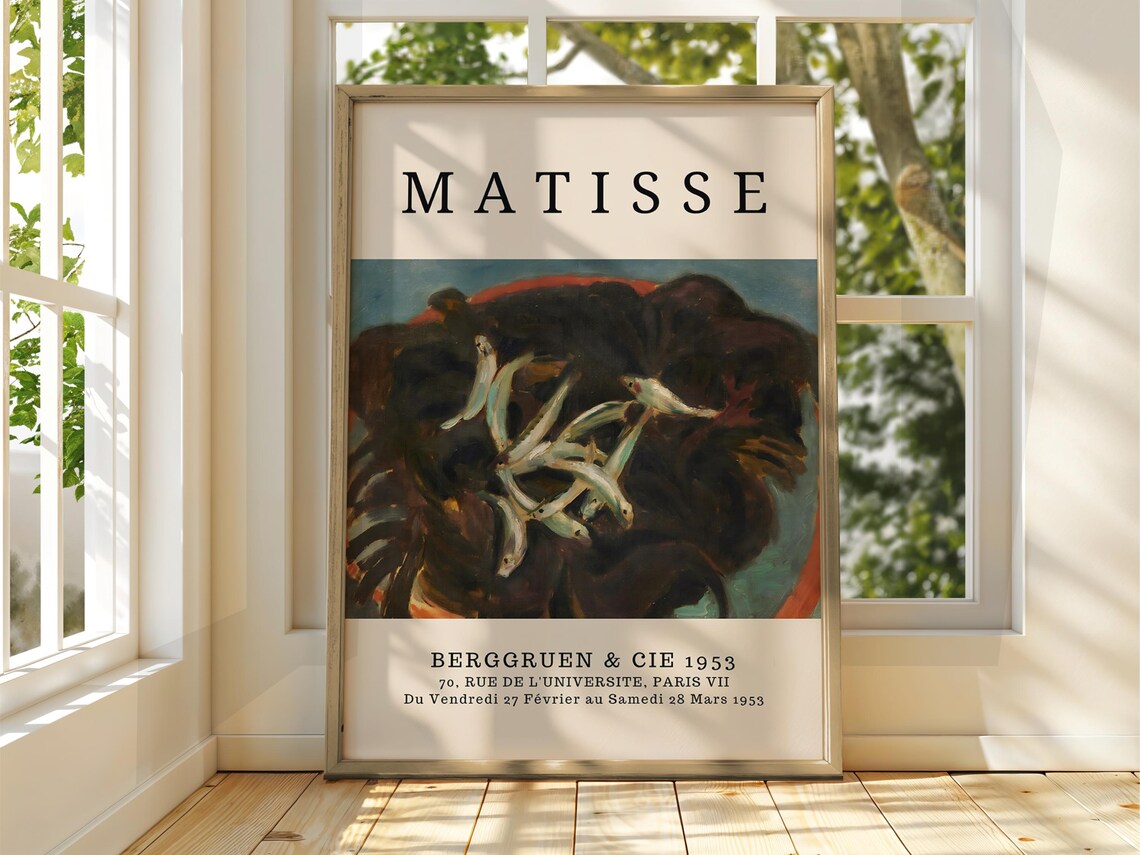 Henri Matisse Berggruen 1953 Dark Fish Expressionist Art Poster