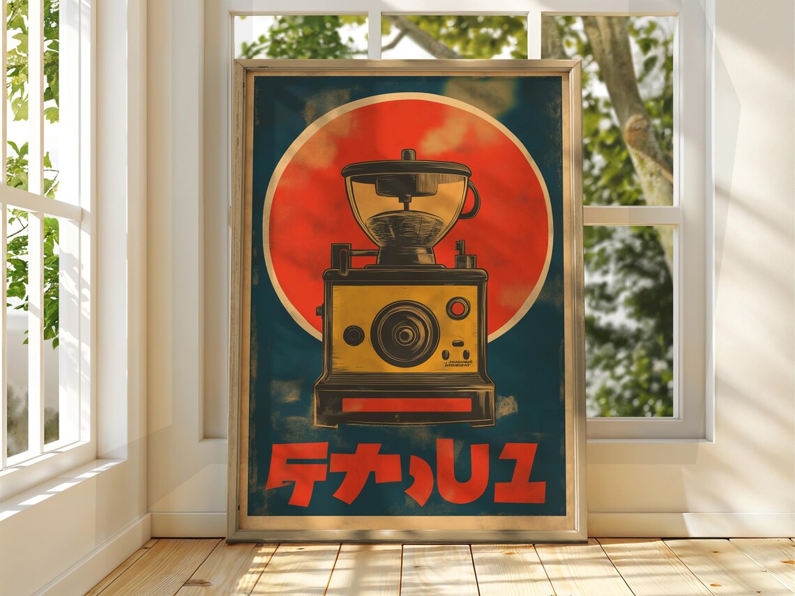 Japanese Vintage Coffee Siphon Brewer Retro Advertising Poster