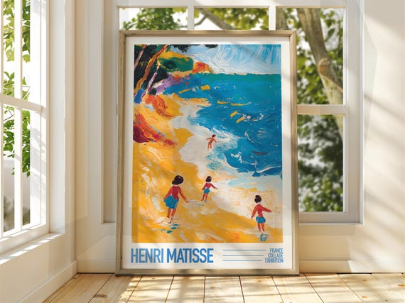 Henri Matisse Style Beach Art Exhibition Print Coastal Classic Painting