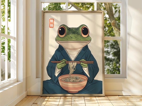 Japanese Vintage Frog Art Matsumoto Hoji Wall Animal Poster Funny Print