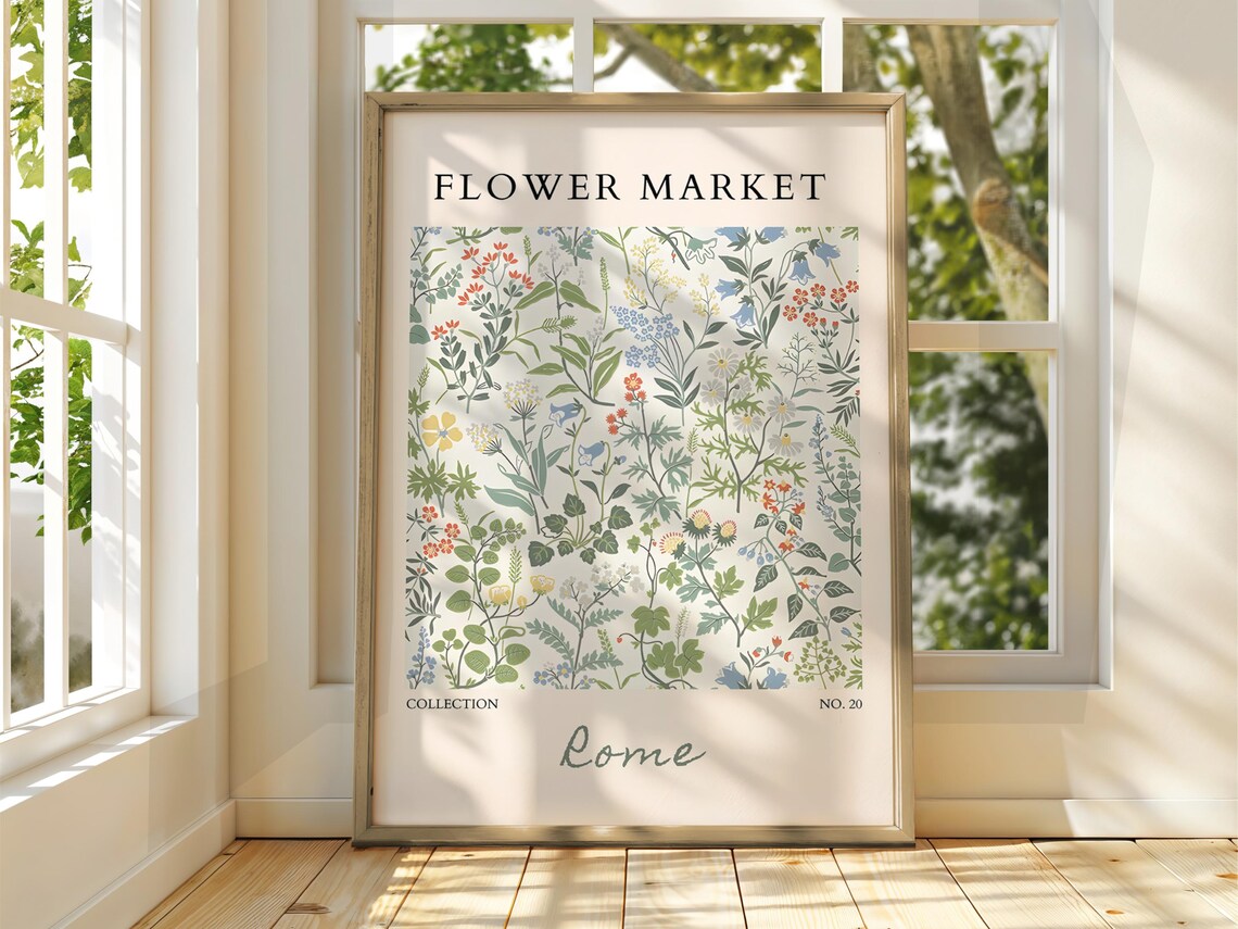 Flower Market Rome Botanical Wildflower Pattern Exhibition Art Poster