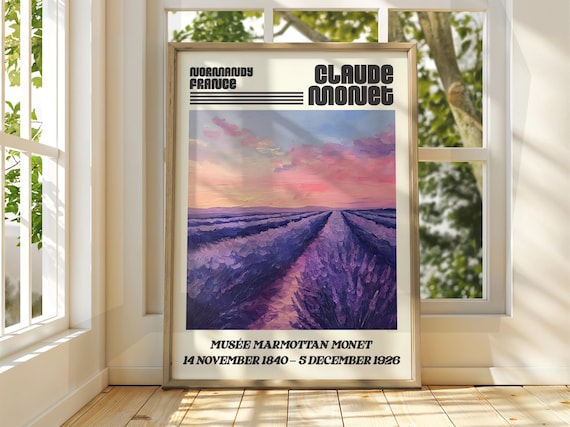 Claude Monet Lavender Field Sunset Musee Marmottan Exhibition Poster