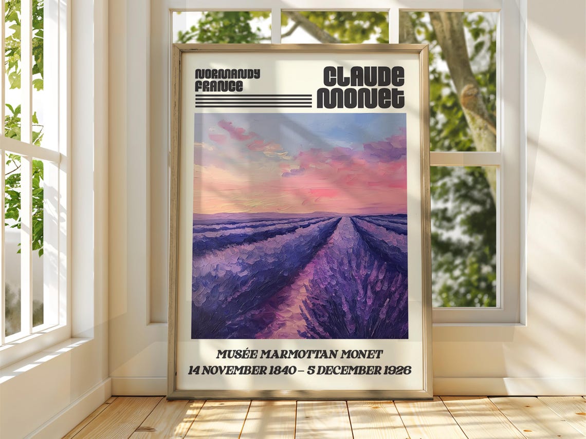 Claude Monet Lavender Field Sunset Musee Marmottan Exhibition Poster
