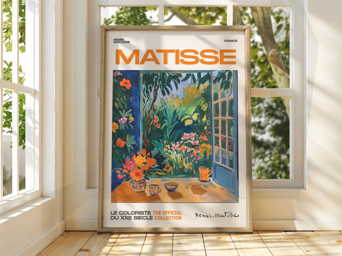 Henri Matisse Colorist Garden Window Flower Patio Tea Art Poster