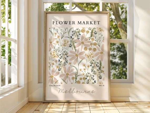 Flower Market Poster Exhibition Gallery Print Wall Art Floral Pastel Garden Flowers Melbourne
